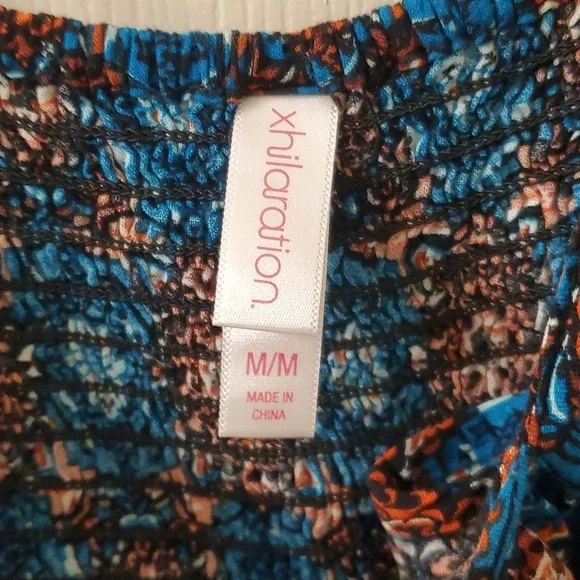 Mini Jumpsuit, Floral, Strapy, Pockets, Multicolor Blue, Medium, Xhilaration - Picture 4 of 8